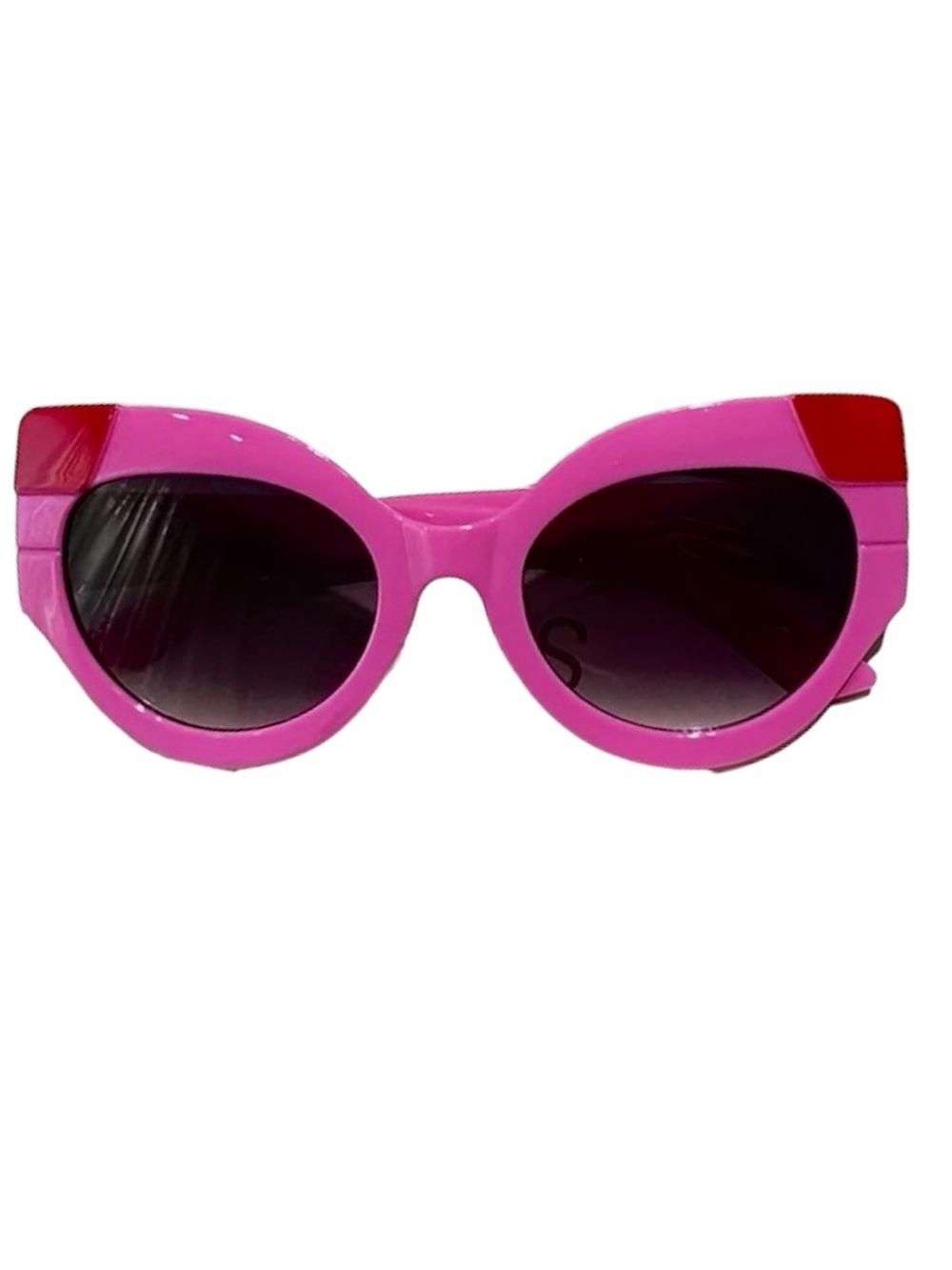 Pink Cat-Eye Sunglasses with Red Corners | Retro UV400 Statement Shades - Picture 3 of 8